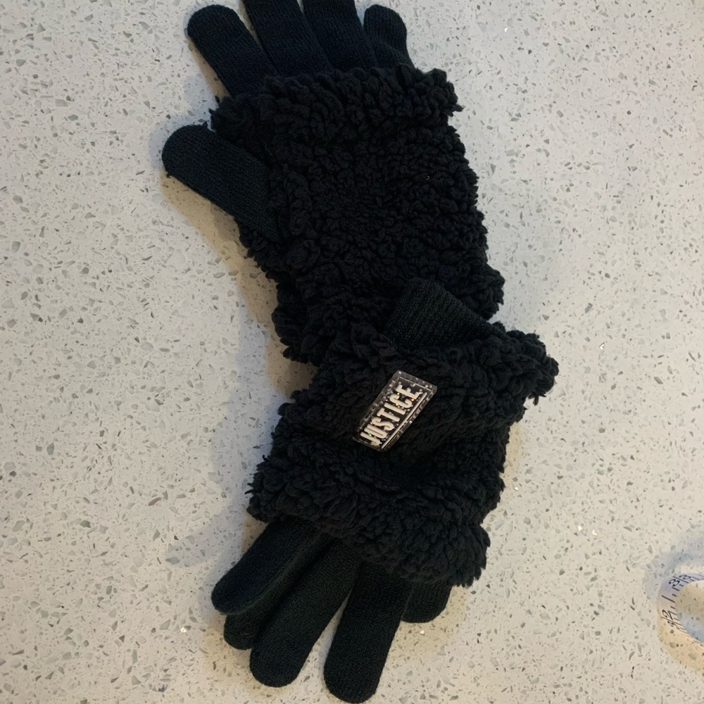 Girls black gloves Justice